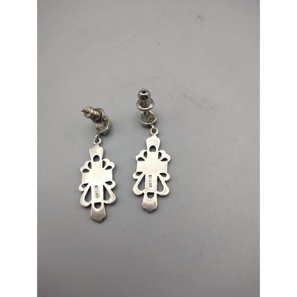 Sterling Silver Marcasite Cross Dangle Earrings - Picture 2 of 3